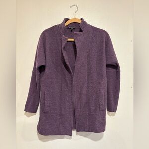 Eileen Fisher Plum Merino Wool Open Front Cardigan Jacket Size Small